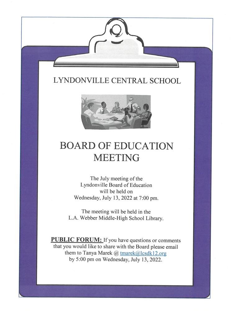 Board of Education Meeting Notice