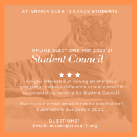 STUDENT COUNCIL SEEKS MEMBERS FOR THE 2020-21 SCHOOL YEAR